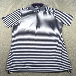 Greyson Mens Short Sleeve Snap Golf Polo Large Striped Purple White Lightweight